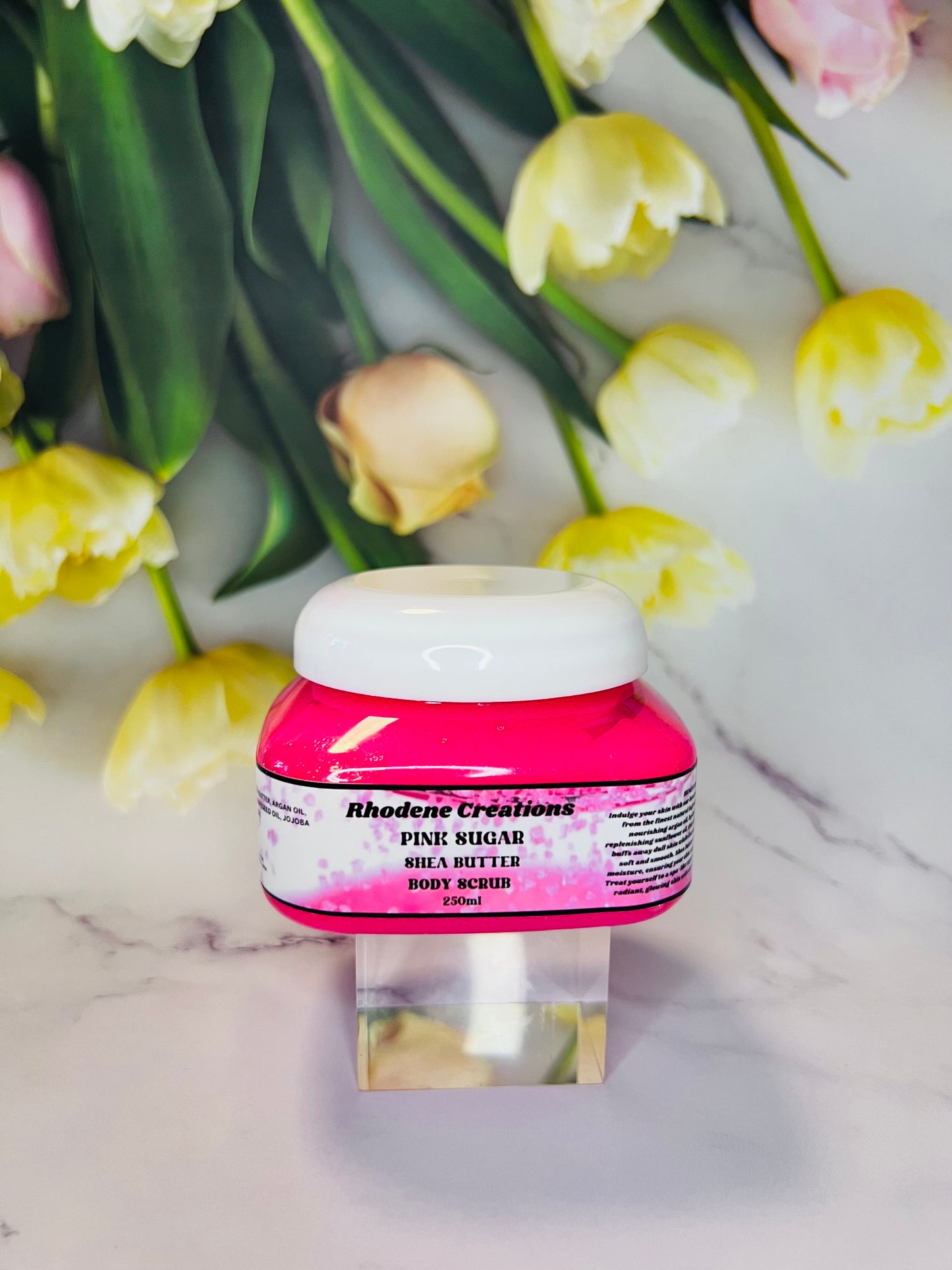 Pink sugar body scrub